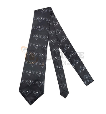 Masonic Sqaure compass and G Black Necktie Unique_Regalia
